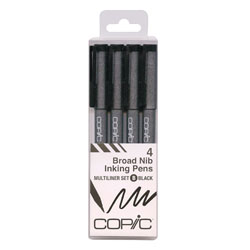 Copic Markers Multiliner Broad Pigment Based Ink, 4-Piece Set